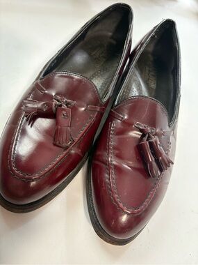 Men's All Leather Burgundy Tassel Loafers Hanover Master Flex genuine calf skins